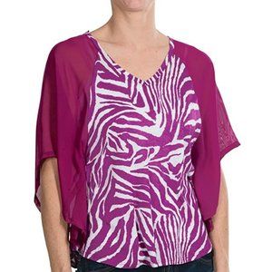 Joan Vass Flounce Blouse Bat wing Sleeve
